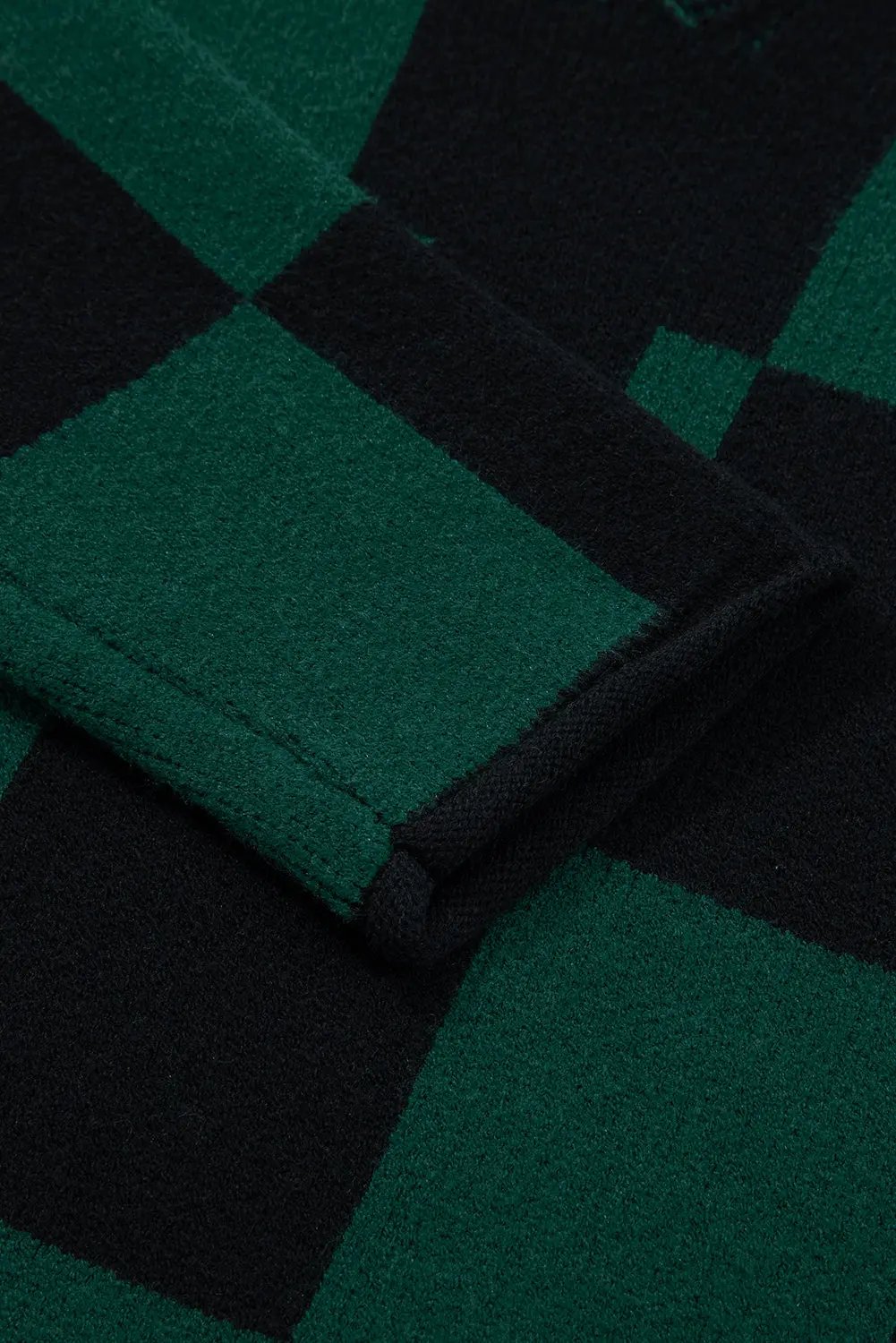 Premium Green Checked Notched Neckline Drop Shoulder Knit Sweater Dear-Lover Dropshipping